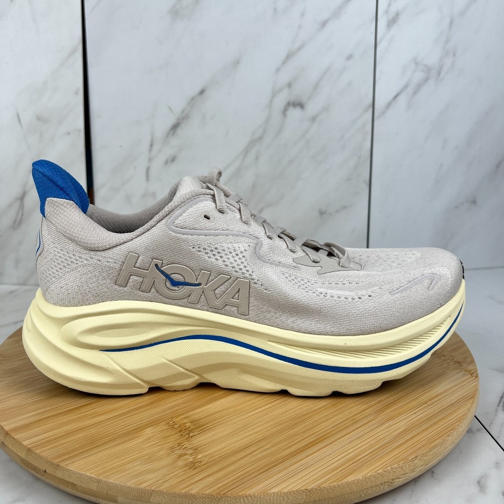 Hoka One Clifton 10 Mens Size 9.5 D Stucco Virtual Blue Running Shoes 1162030